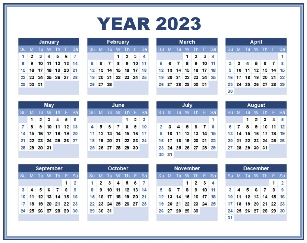 2023 Calendar Format