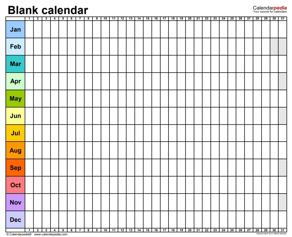 Annual Blank Calendar Template