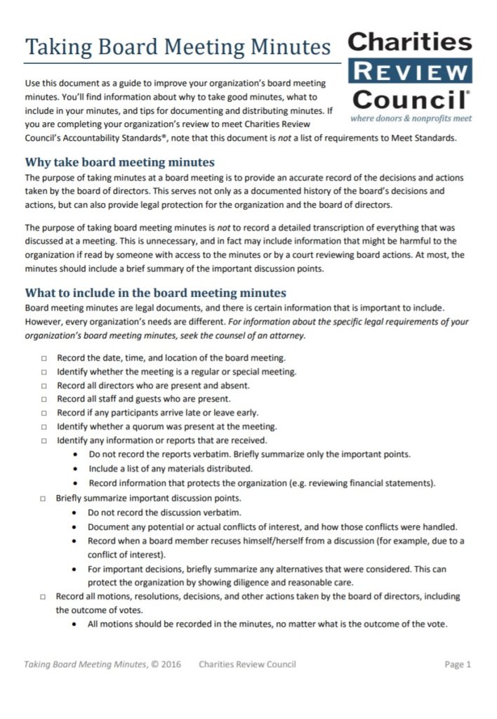 Annual Meeting Minutes Template