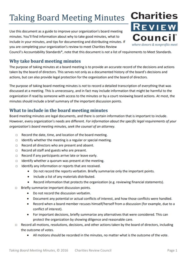 meeting minutes template