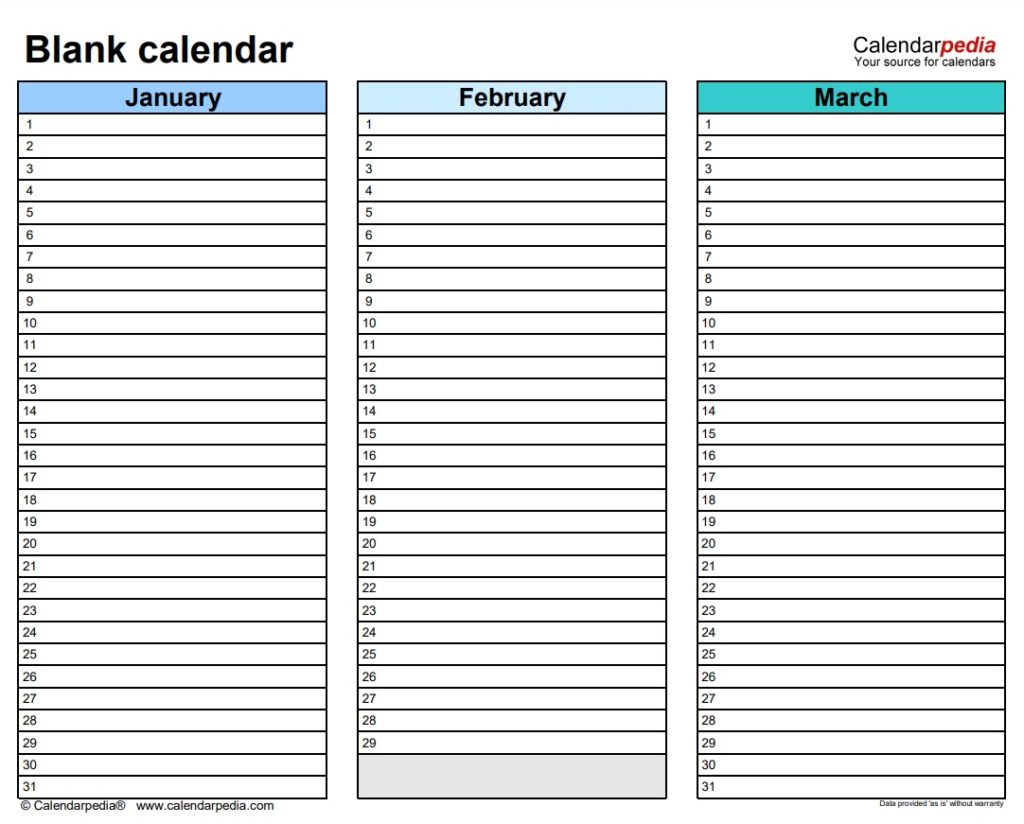 Blank Calendar Sample