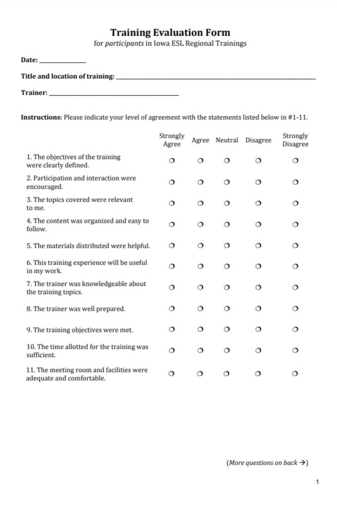 Blank Evaluation Form