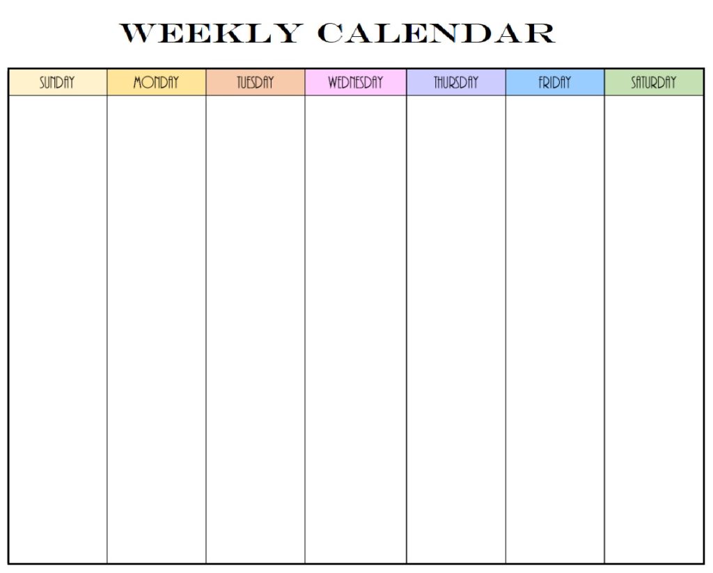 Blank Weekly Calendar Template