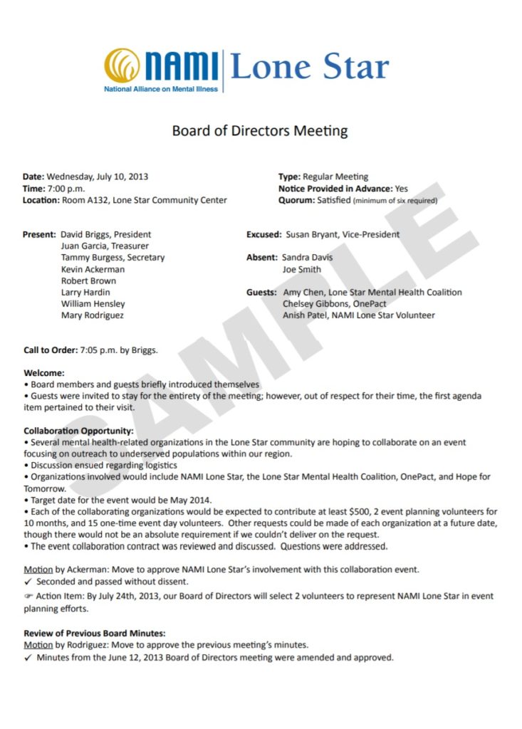 Board Meeting Minutes Template