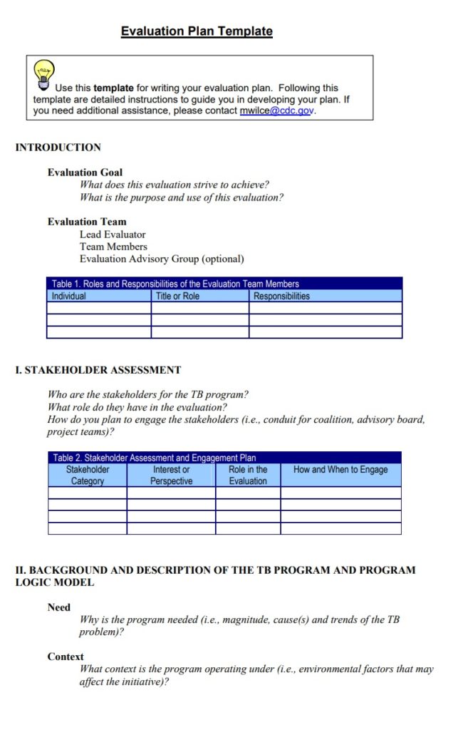 Evaluation Plan Template