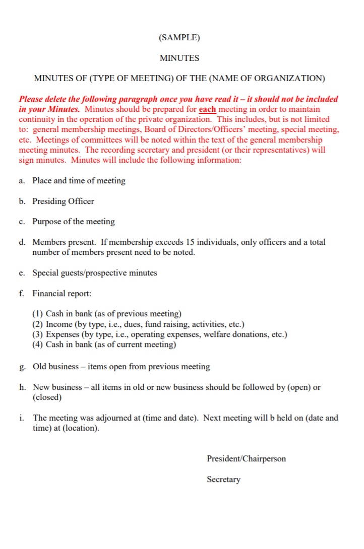 meeting minutes template