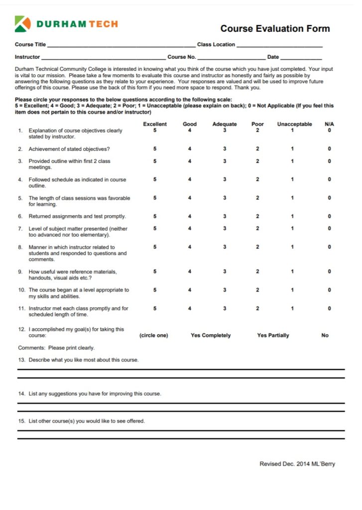 Training Course Evaluation Form