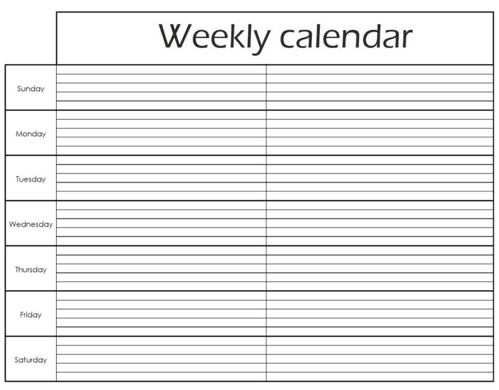 Weekly Calendar Example