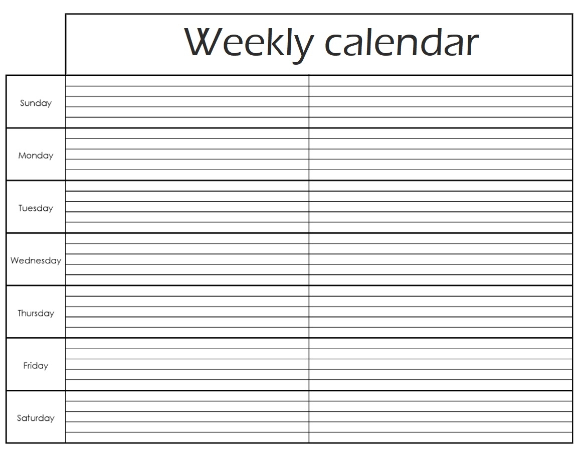 Weekly Calendar Template