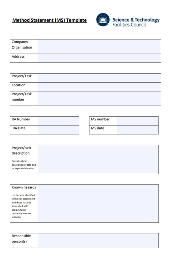 Blank Method Statement Template