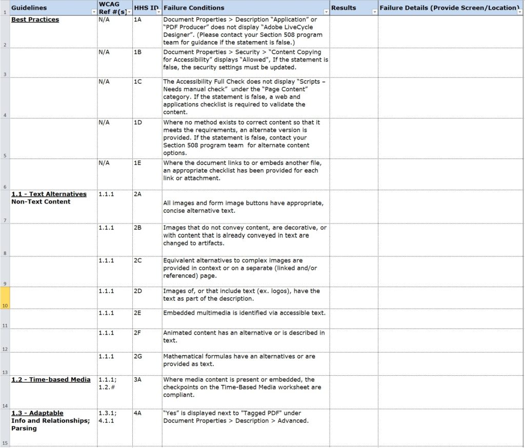 Checklist Template Excel