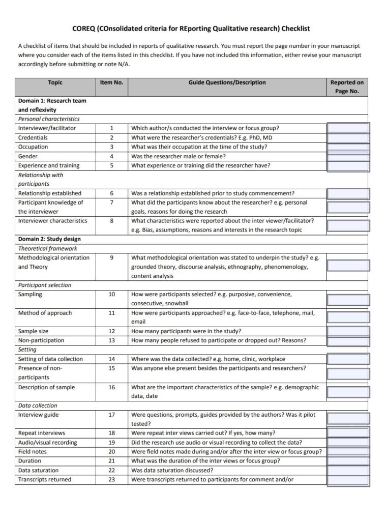 Consolidation Reporting Checklist Template