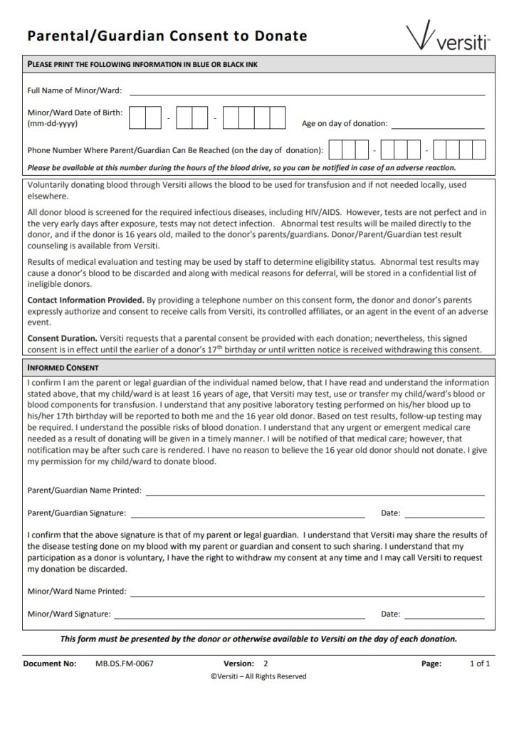 Legal Blood Donation Form