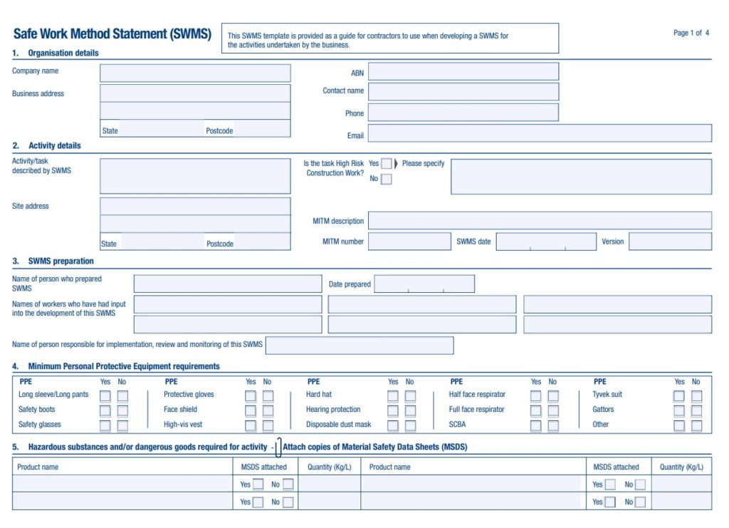 Safe Work Method Statement Template