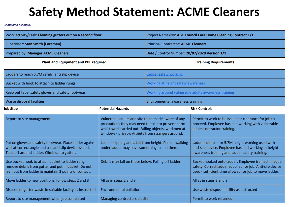 Method Statement Template