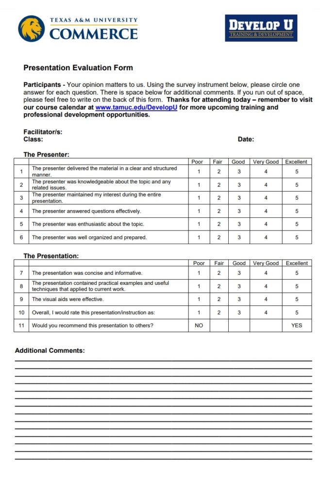 Presentation Evaluation Form