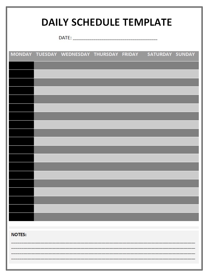 Daily Schedule Template