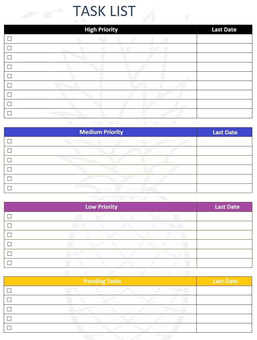 Task List Template