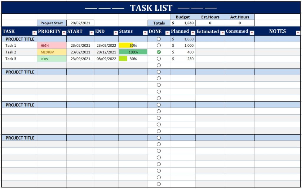 Task List Template