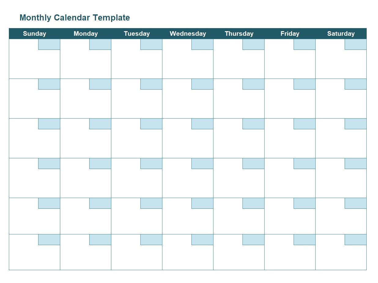 Monthly Calendar Template