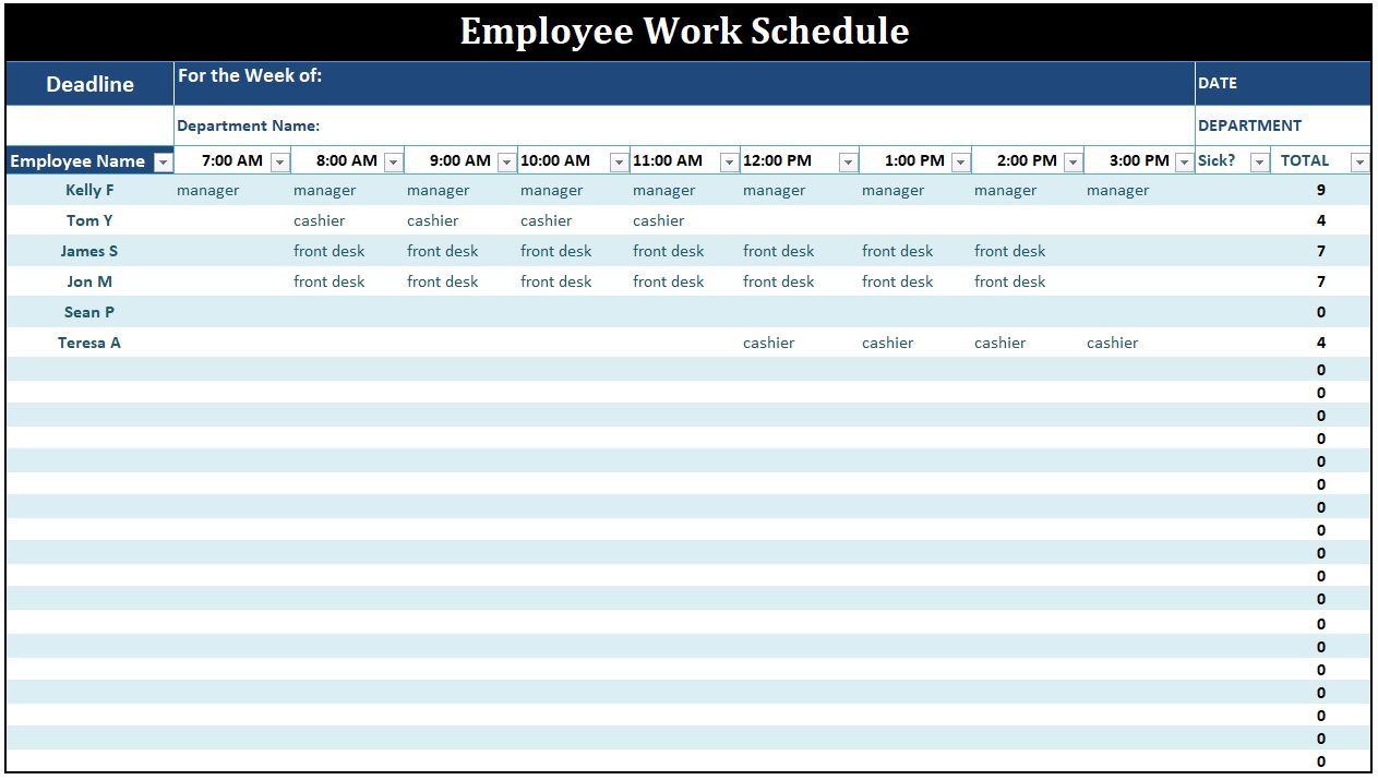 Free Employee Work Schedules 2023