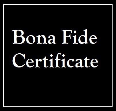 Bona Fide Certificate