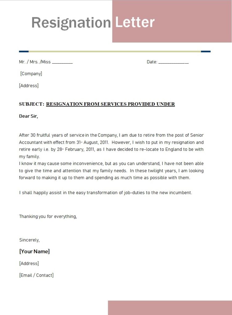 Resignation Letter