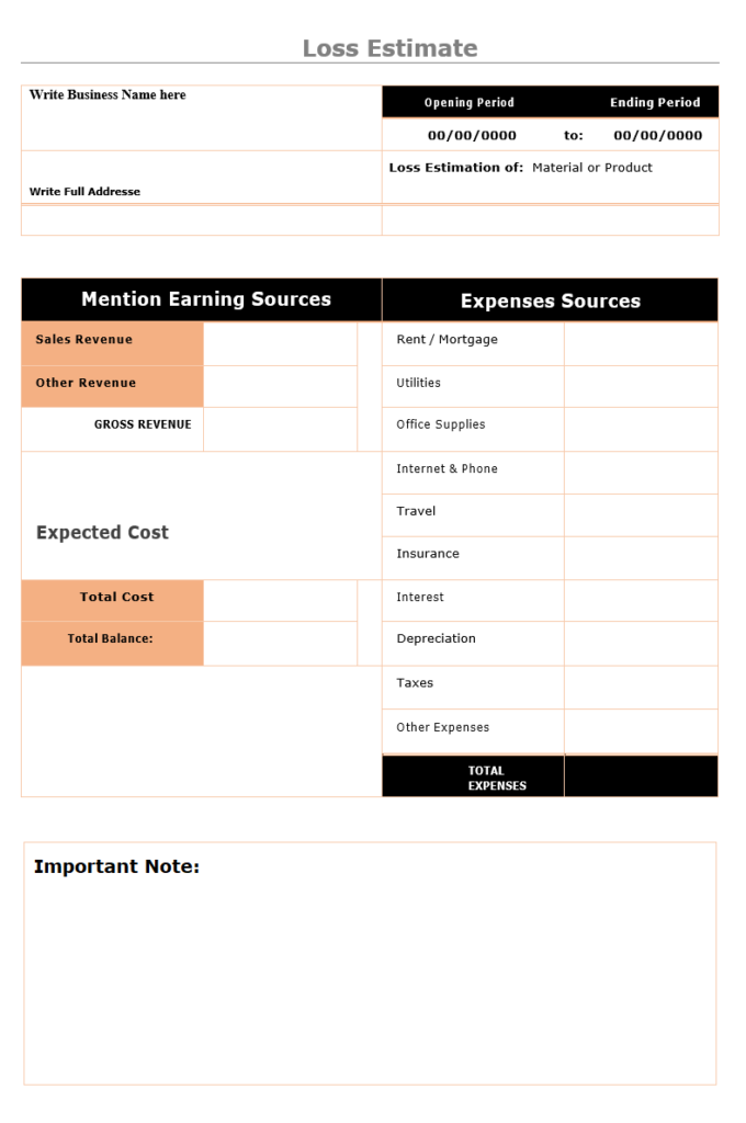 Loss Estimate Template