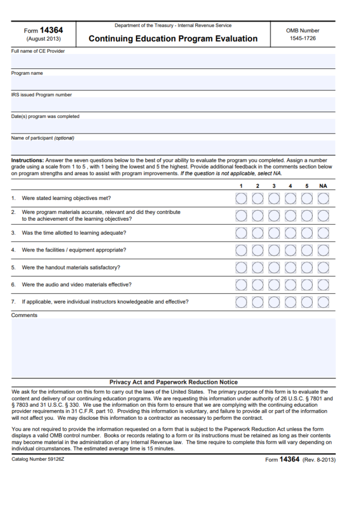 Education Program Evaluation Form